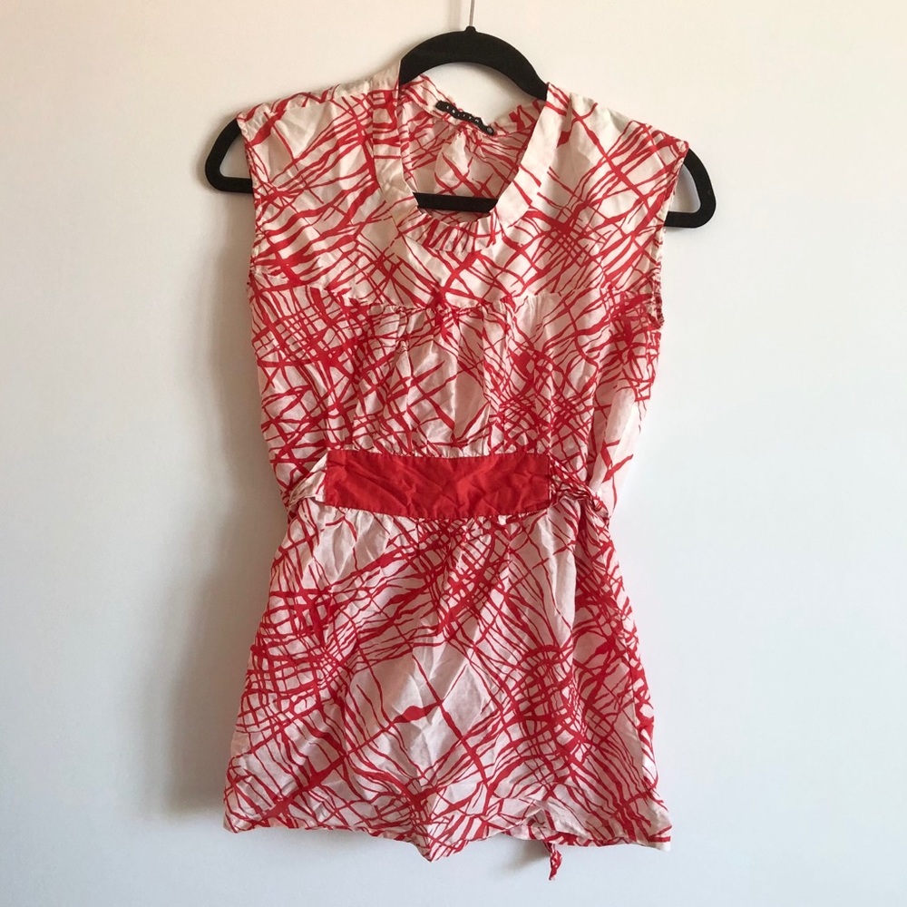 LOLITA WHITE / RED SUMMER TOP **30% SILK**
